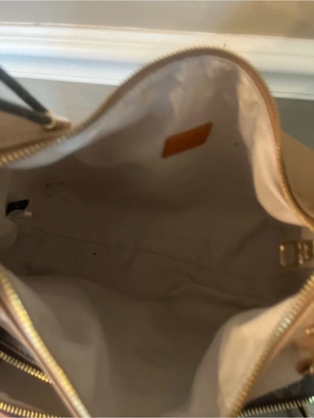 Louis Vuitton style  Tan Shoulder Bag with Monogram Front Pockets